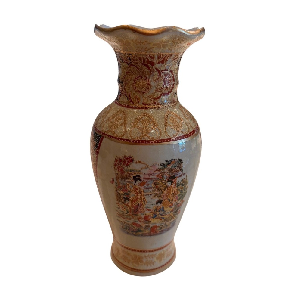 Antique‎ Satsuma Gold Gilt Hand Painted Porcelain Vase 19Th Century Meije Period